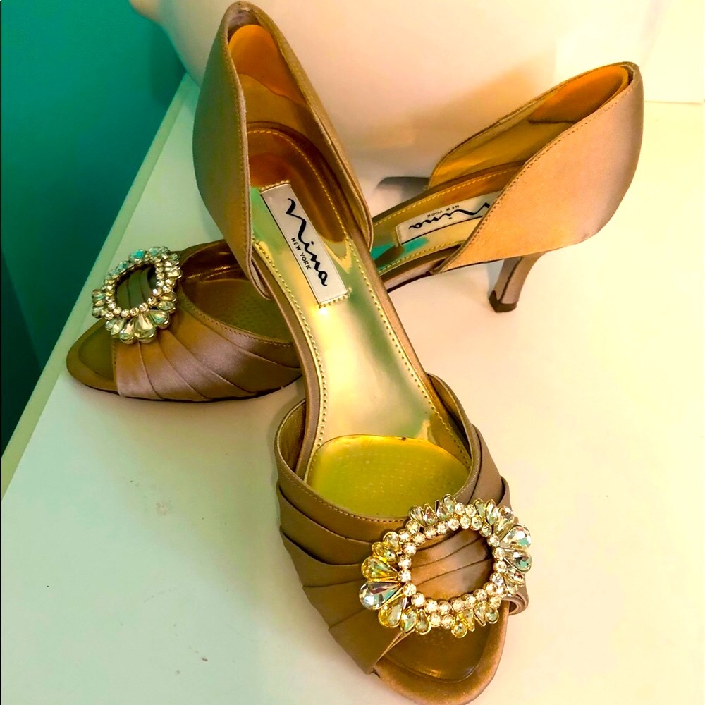 Nina New York Crystal satin heels